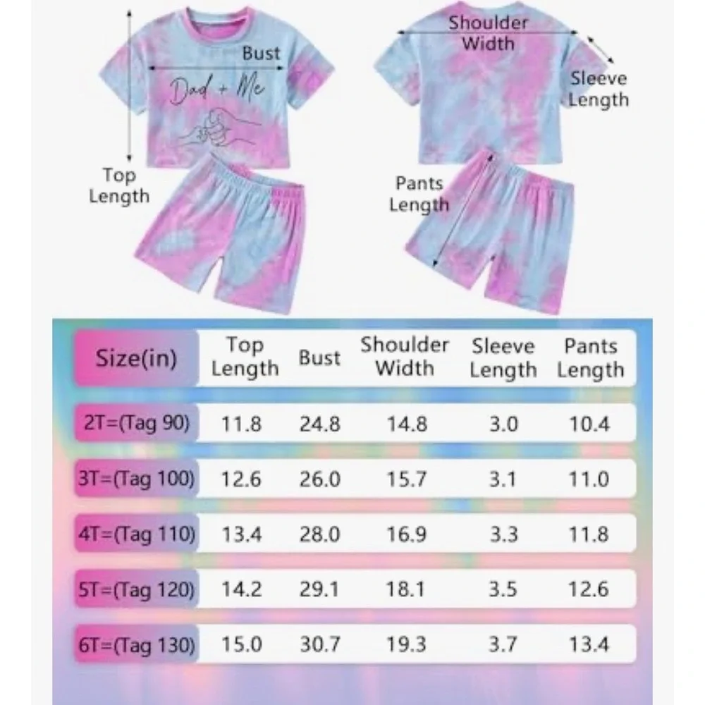 Dad + Me Tie Dye‎ Kids Outfit Set, Short Sleeve Crop Top & Shorts-6T